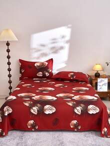 1pc Ultra Soft Printed Bed Sheet, Lightweight As A Cloud, Soft And Breathable, Suitable For Various Bed Sizes - Single, Double, Queen, King. Machine Washable, Essential For Home And Student Dorm, Back To School Season Must-Have, Suitable For All Seasons, Room Decor - Multicolor - View 4