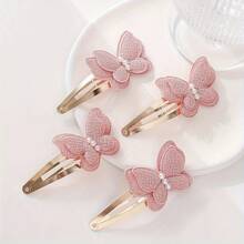 4pcs Butterfly Casual Cute Elegant Polyester Fiber Hair Clips All Seasons - Multicolor - View 2