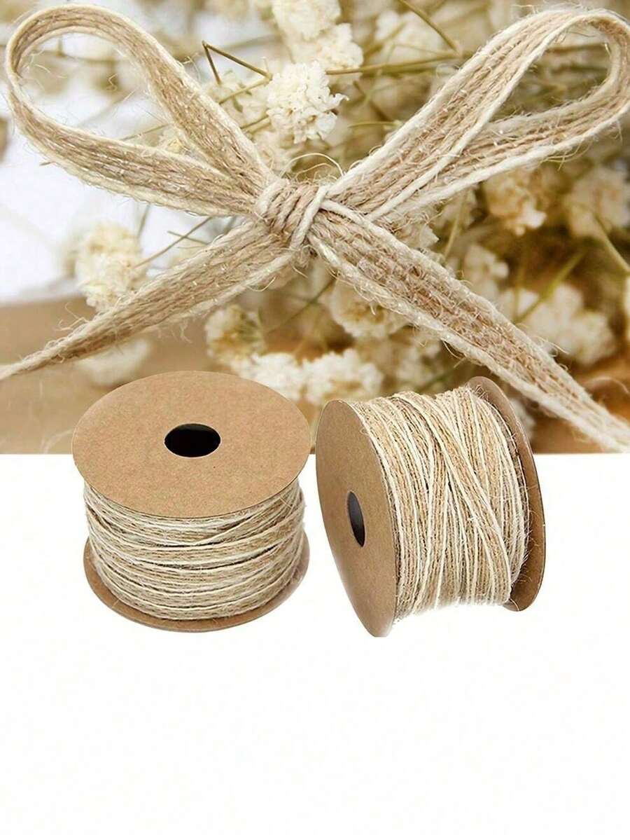 Vintage Jute Rope Gift Packaging Ribbon Bow Handmade Jute Rope Burlap Party Wedding Decoration Supplies, Christmas Valentine's Day - Multicolor - View 1