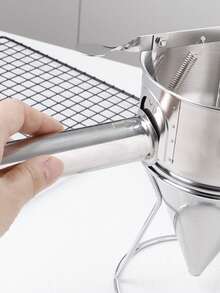 1 Set Stainless Steel Handheld Batter Dispenser, Multi-Hole One-Touch Flow Control Funnel, Dispenser Only, Suitable For Takoyaki, Egg Waffle, Egg Tart, Pancake, Baking And Crepe Multi-Hole Batter Dispenser - Multicolor - View 7