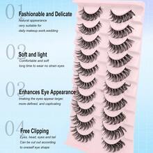 10 Pairs D-Curl Fluffy Cat Eye False Eyelashes, Lightweight, Voluminous And Soft, Suitable For Eyelash Extensions And Various Makeup Styles - Black - View 7