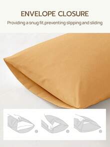 HONEY MOON 2pcs Ultra Soft Solid Color Pillowcases, Soft & Breathable, Envelope Closure, Wrinkle-Resistant, No Filling - Suitable For T/F/Q/K Size Home And Dorm, Light Yellow - Buff Yellow - View 5