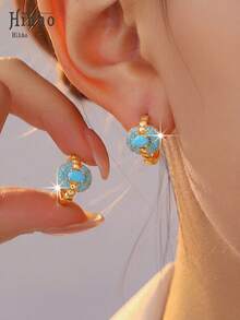 Hihho 1 Pair French Romantic Charm Shiny Geometric Design Earrings, Exquisite Elegant Women's Jewelry Ear Accessories, Fashion Versatile Style Suitable For Daily Wear - Geometric Earrings - View 3