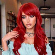 28 Inch Women's Fashion Red Long Wavy Wig, Easter Cosplay Costume, High-Quality Synthetic Heat-Resistant Fiber, Voluminous And Stylish, Suitable For All Women - Red - View 4
