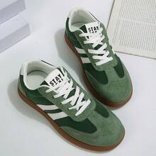 酒紅與白色拼接德式訓練運動鞋，全包頭防踢設計，柔軟內裡，職場通勤鞋 - 綠色 - 查看 7