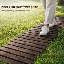 Supernic Portable Roll Out Garden Path, Foldable Wood Walkway Mat, Non-Slip Temporary Track For Lawn & Outdoor Events - Brown - View 8