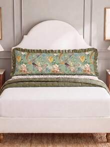 1pc Green Watercolor Leaf And Bird Pattern Long Pillowcase Is Simple In Design And Versatile In Function. It Is Made Of Modern Minimalist Polyester Fabric, Which Is Soft And Comfortable. It Is Suitable For Use In The Master Bedroom, Secondary Bedroom - Multicolor - View 5