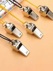 1/3/6pcs Stainless Steel Whistle With Lanyard, High Volume Emergency Whistle, Black/Yellow Dual Color, High Pitch, Suitable For Coaches, Hikers, Pet Training, Referees, Survival, Sports And Emergency Use - Aa - View 9