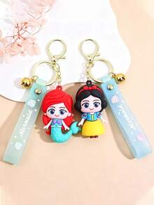 1pc Disney Princess Series Keychain, Snow White 3D Figure Keyring, Cute Phone Bag Charm - Y - View 3