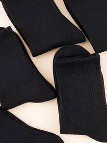1/3/5/10/15/20 Pairs Women's Solid Color Minimalist Comfortable Breathable Mid-Calf Socks - Black - View 5