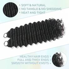 VALLBEST Deep Wave Feather Human Crochet Hair Miracle Invisible Knots 20Inch 50g | Human Crochet Hair For Women Crochet Extensions Hair Curly Bundles Soft Lightweight Natural Black - Natural Black - View 3