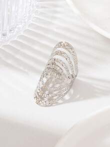 1pc Exaggerated Hollow Gold Line Ring, Wide Knuckle Ring, Women's Daily Party Club Fashion Metal Jewelry - Gold - View 15