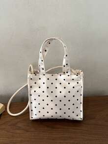 A Stylish Polka Dot Tote Bag Is An Ideal Gift For Teenagers, Suitable For Outdoor Activities, Play, Or Commuting. - Multicolor - View 10