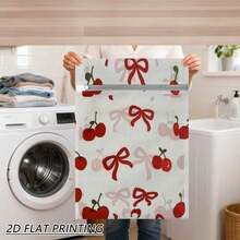 4PCS Cherry Ribbon Pattern Zipper Mesh Laundry Bags Multiple Sizes Reusable Large Capacity Fine Mesh See-Through Washing Bags For Button-Up Shirts Hoodies Socks Bras Underwear Delicates, Minimizing Twisting, Travel Storage Organizer - View 2