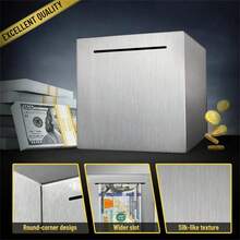 1pc Silver Stainless Steel Money Box, Tamper-Proof Storage Box, Anti-Theft Cash And Coin Storage Container, Adult Home Office Desktop Financial Savings Organizer - Silver - View 4