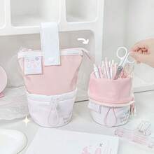 1PC Foldable Standing Pencil Case, Creative Multi-Functional Cute Highly Attractive Pencil Holder, Large Capacity Student Stationery Storage Bag - Foldable - View 3