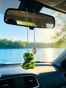 Cute Cartoon Little Turtle Car Rearview Mirror Hanging Ornament, Seashell Bead Pendant, Car Interior Decoration Accessory Gift - Turtle - View 9