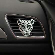 1pc 2 Random Styles Large Car Air Vent Decor Rhinestone Metal Leopard Head Car Air Conditioner Ornament - A - View 13