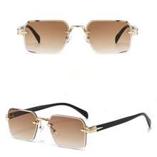 1 Pair Men's Rimless Metal Arrow Hinge Design Square Glasses, Versatile For Driving, Outdoor Travel, Business Casual Daily Wear, Street Style Photography - Multicolor - View 4