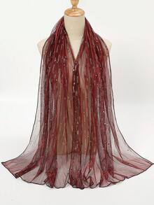 1pc Women's Lightweight Solid Color Sequin Scarf Headwrap Middle Eastern Style Decorative Shawl Sun Protection For Daily Wear - S40913-wine Red - View 5