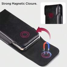 Phone Belt Holster With Card Slot, Fits Up To 7-Inch Phones, Magnetic Closure Phone Storage Bag, Men's Waist Bag, Compatible With IPhone 17/16/15/14/13 Pro Max - Black - View 2