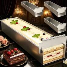Cetakan Tiramisu, Loyang Kue Persegi Panjang dengan Bingkai Pendek yang Dapat Dilepas, Loyang Kue Tiramisu Anti Lengket, Ukuran 16,4*3,9*2,3 Inci, Cetakan Kue Persegi Panjang, Cocok untuk Tiramisu, Kue Keju, Mousse, Lasagna, Makanan Penutup Dingin (1 buah) - Perak - View 9