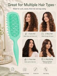 Curl Defining Hair Brush Kit With Refillable Fine Mist Spray Bottle And Brush Cleaning Tool, Flexible Vented Styling Comb For Curl Clumping, Wet Or Dry Use Suitable For Women's Daily Use And Styling - Multicolor - View 8