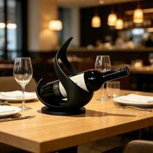 3D Printed Irregular Wine Rack, Smooth Curved Design, Sturdy Support For Standard Wine Bottles. Matte Black Surface, Delicate Texture. Circular Base Enhances Placement Stability. Suitable For Dining Table, Wine Cabinet, Bar Counter. Fits Home Display, Store Exhibition, Gift Giving. Modern Minimalist Appearance, Matches Various Home Decor Styles - Multicolor - View 6
