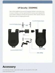 3-Digit Combination Steel Cable Lock - Heavy Duty Retractable Stainless Steel Cable Padlock, 3-Digit Combination Steel Cable Lock With Rhinestones On The Back, Suitable For Luggage, Suitcases, Backpacks, Scooters, Helmets And Bicycles Security; Anti-Theft Travel And Gym Locker Lock, Rust-Proof Portable Combination Cable Lock; Easy Combination Reset; Ideal Choice For Travelers, Students, Commuters And Outdoor Enthusiasts At Airports, Hotels, Campgrounds, Offices And Schools. - Multicolor - View 8