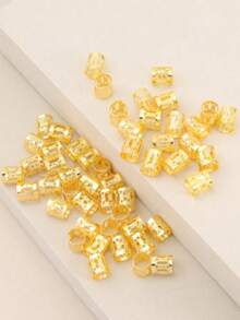 50pcs Metal Hollow Dreadlock Hair Rings, Suitable For Women's Daily Use - Gold - View 3