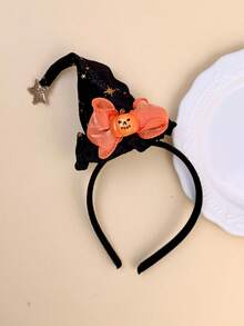 1pc/2pcs Girls Bow Witch Hat Headband, 3D Pumpkin Ghost Decor Hair Hoop, Halloween Party Performance Photo Shoot Hair Accessory - Multicolor - View 4