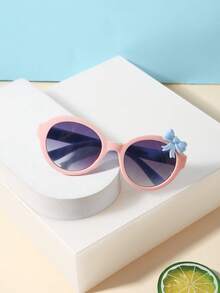 1PC Kids 3-8Y Round Eyeglasses With Cute Bow Decor Glossy Plastic Light‑Weight Fashion Frame, Party All‑Season Daily Accessory With Glasses Box - Multicolor - View 12