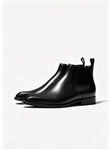 Men's Business Chelsea Boots, Black Genuine Leather High-Top Formal Boots, British Style Versatile Ankle Boots, Western Office Wear - Black - View 8