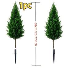 1pc Nordic Style Large Artificial Deep Green Pine Tree, With Pointed Ground Spike, Pre-Assembled, No Pot Needed, Direct Soil Insertion Installation, Suitable For B&B Outdoor, Christmas, Halloween Party Decoration, Container Not Included - Multiple Styles - View 5