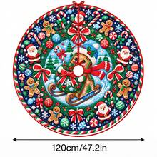 1件壓紋薑餅人雪橇圖案聖誕樹裙，優雅配色節日裝飾，5種尺寸，中性節日禮物，適用於居家與派對聖誕家居裝飾 - 浮雕薑餅人雪橇 - 查看 14