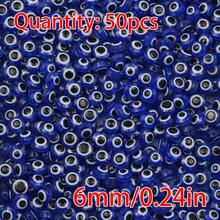 50pcs 6/8mm Flat Round Resin Beads With Colorful Evil Eye Design For Diy Jewelry Making - 6mm/50pcs - View 11