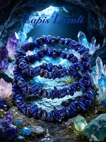 3pcs/Set Natural Amethyst Asymmetric Bracelet, Natural Crystal Jewelry, Amethyst Daily Accessories, Valentine's Day Gift, Mother's Day Gift - 3pcs-lapis Lazuli - View 12