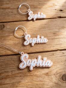 Custom Acrylic Name Keychain Personalized Soft Pastel Double Layer Letter Bag Charm, Custom Backpack Name Tag, Student Back To School Season Gift - Multicolor - View 7