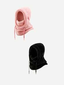 2pcs/1pc Balaclava Berkerudung Mewah untuk Anak-anak, Tali Serut yang Dapat Diatur, Berbagai Pilihan Warna Lembut, Kehangatan di Luar Ruangan Musim Dingin, Cocok untuk Ski, Sekolah, dan Bermain Salju - MultiWarna - View 24