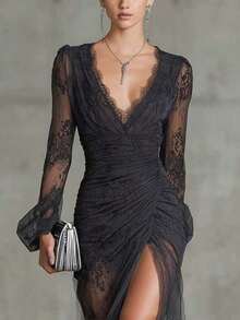 Women Long Dresses - Black - View 3