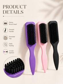 1pc Multi-Color Unisex Boar Bristle Smoothing Back Comb, Beard Brush, Frizz-Smoothing Edge Control Comb, Volumizing Wooden Handle Comb, Detangling Comb, Hairline Control Comb, Slip-Away Comb, Plastic Hair Comb, Create Smooth Ponytail And Bun - With Wide Tail Back Comb And Detangling Comb, Convenient For Parting, Styling, Polishing And Smoothing Hair, Create Smooth Frizz-Free Hairstyle - Multicolor - View 8