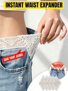 Handmade Waistband Extender - Adjustable, Washable, Suitable For Large Waist, Exquisite Embroidery Design, Easy To Install, Comfortable To Wear, Shaping Underwear, Waist Adjuster, Handmade Lace Decoration, High-Quality Elastic Waistband Extender - Adjustable Button Extender, Handmade Exquisite Stitched Waistband Extender, Suitable For Maternity Pants And Casual Pants. - A - View 2