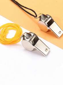 1/3/6pcs Stainless Steel Whistle With Lanyard, High Volume Emergency Whistle, Black/Yellow Dual Color, High Pitch, Suitable For Coaches, Hikers, Pet Training, Referees, Survival, Sports And Emergency Use - Aa - View 7