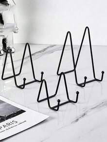 10pcs N-Shaped Iron Art Photo Frame Stand Minimalist Phone Tablet Metal Holder Metal Photo Frame Stand Ceramic Plate Artwork Display Rack Decorative Plate Display Rack Hanging Bracket - Black - View 1