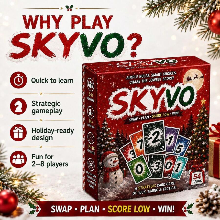 Skyvo Strategy Card Game,Fun Family Party Board Game For 2‑8 Players,Holiday Christmas Gathering Interactive Game Night Gift - Multicolor - View 1