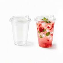 16oz/14oz Set Clear Cups With Lids, Durable Straight Lid Iced Beverage Cups, Smoothie Cups, Suitable For Cold Drinks, Juice And Milkshakes - Halloween/Christmas/Birthday Party Essentials - Transparent - View 4