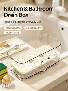 Multifunctional Sink Drain Rack, Countertop Storage, Suitable For Sponge, Soap, Brush, Towel, Kitchen Sink Accessory, Dishcloth Holder, Compact Design, Easy To Clean, Durable Plastic, Sponge Holder - Multicolor - View 6
