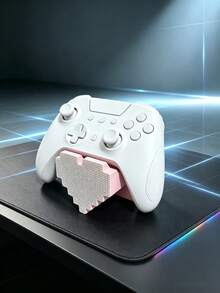Pixel Heart Ornament With Rhinestone Detail, Pink/Red/White Glitter 8-Bit Love Decor, Cool Gaming Desk Accessory, Gift For Gamers, Cute Room Decor. - View 4