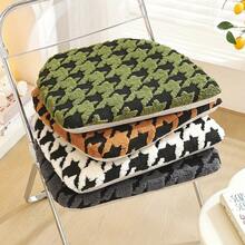 1pc Thick Padded Houndstooth Seat Cushion, Cozy Fluffy Square Chair Pad, Multi‑Color Warm Cushion For Living Room Dining Room Home Decor - Seat Cushion - View 2