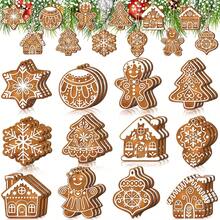 24pcs/12pcs/1pc Christmas Gingerbread Man Hanging Ornaments, Mini Snowflake Wooden Hanging Decorations With Rope, Suitable For Christmas Tree, Christmas Party, Winter Holiday Crafts, Christmas Decor, Christmas Hanging Ornaments, Christmas Tree Party Decoration - A - View 1